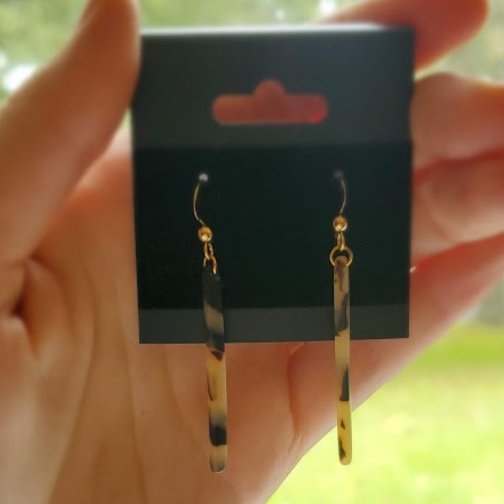 Sophisticated Tortoise Shell Acetate Earrings! Handmade. Stainless Steel Hooks.